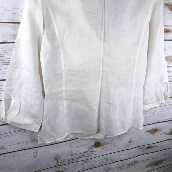 Worth linen bow tie neckline 3/4 sleeve button up - Picture 8 of 8